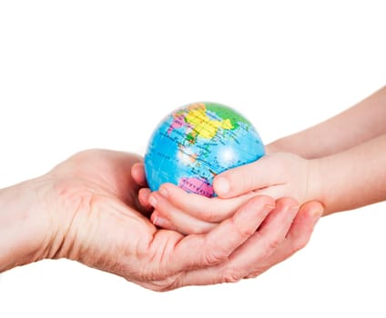 Hands holding a globe