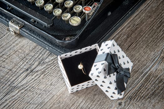 Gift and typewriter for Valentine's day