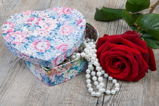 heart and rose for the feast of  Valentine's day