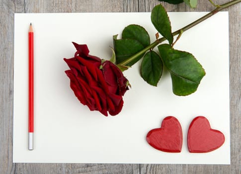 heart and rose for the feast of  Valentine's day