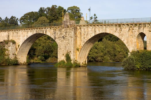 ancient roman bridge of Ponte da Barca in the north of portugal