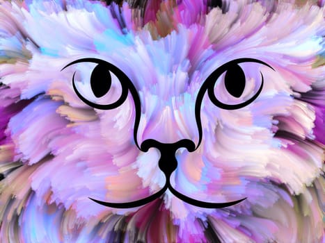 Cat Paint series. Backdrop composed of colorful feline portrait and suitable for use in the projects on art, imagination and creativity