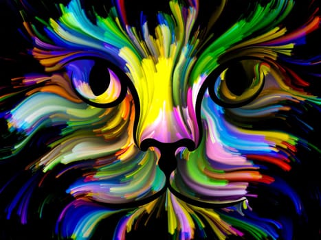 Cat Paint series. Backdrop composed of colorful feline portrait and suitable for use in the projects on art, imagination and creativity