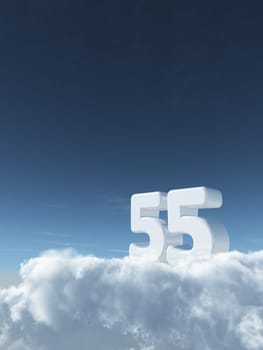 the number fifty-five on clouds - 3d rendering