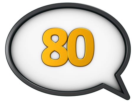 the number eighty in a speech bubble - 3d rendering