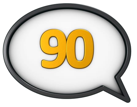 the number ninety in a speech bubble - 3d rendering