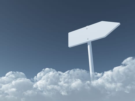 empty signpost on clouds - 3d rendering