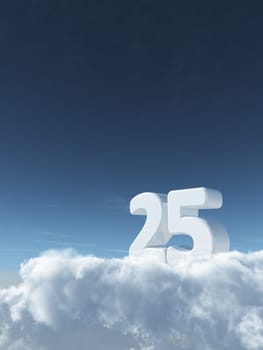 the number twenty-five on clouds - 3d rendering
