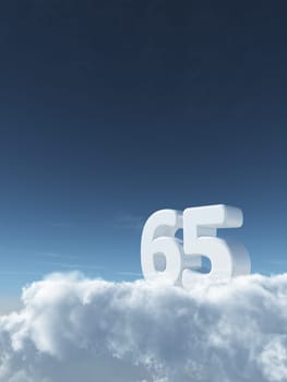 the number sixty-five on clouds - 3d rendering