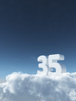the number thirty-five on clouds - 3d rendering