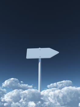 empty signpost on clouds - 3d rendering