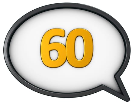 the number sixty in a speech bubble - 3d rendering
