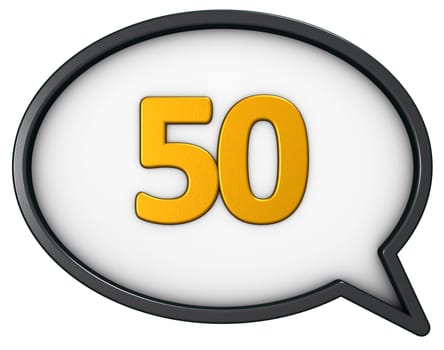 the number fifty in a speech bubble - 3d rendering