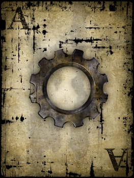 playing card as with gear - 3d rendering