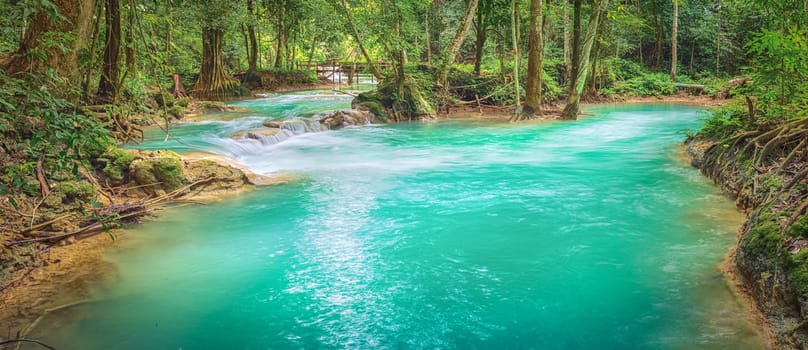 Tat Sae Waterfalls. Beautiful panorama landscape. Luang Prabang. Laos.