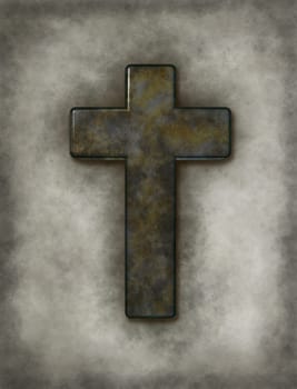 Christian cross on dirty background - 3d rendering