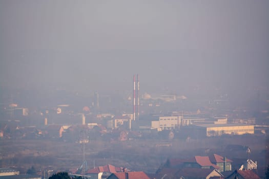 Smog and airpoluton air polution, Europe, Serbia, Valjevo city
