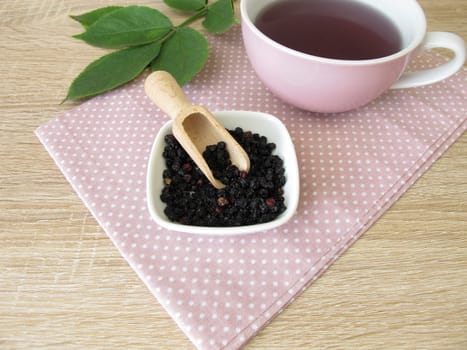 Decoction,boiled tea with dried elderberries