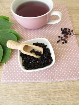 Decoction,boiled tea with dried elderberries