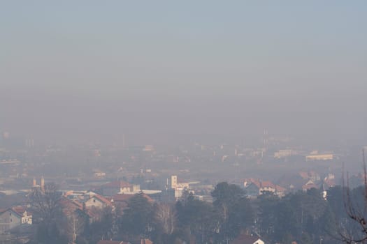 Smog and airpoluton air polution, Europe, Serbia, Valjevo city