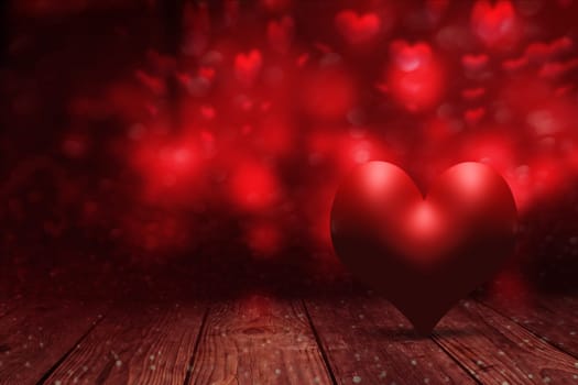 heart on a wooden table against a bokeh background