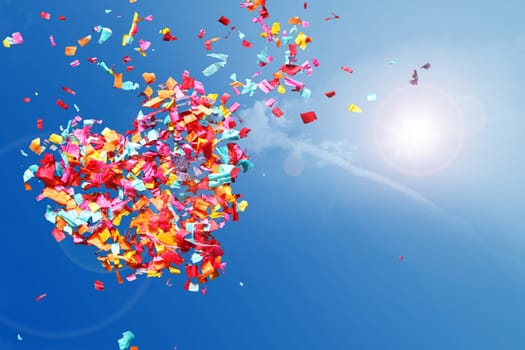 colored heart on blue sky