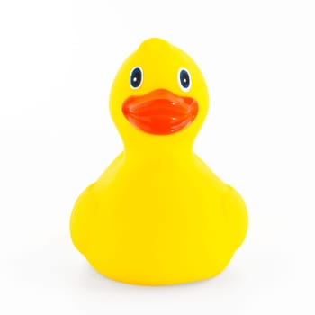 Rubber duck yellow toy for swimming isolated on white background
