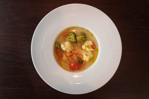 Light soup of fresh vegetables