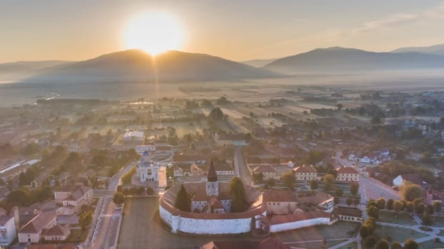 Aerial view of Prejmer fortified Church. UNESCO world heritage site