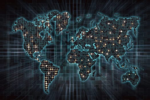 Image of financial business on the world with digital map background