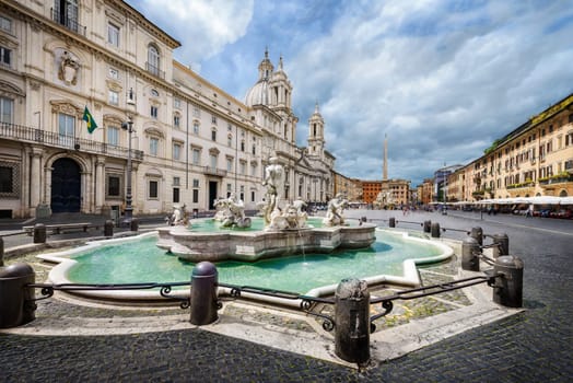Piazza Navona, Rome, Italy, Europe. Rome ancient stadium for athletic contests (Stadium of Domitian). Rome Navona Square is one of the best known landmarks of Italy and Europe