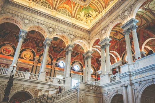 Washington D.C., USA, october 2016: Interior of the great hall of the library of congress in Washington D.C., USA