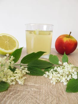Freshly made lemonade with elderflower,apple juice and lemon