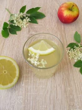 Freshly made lemonade with elderflower,apple juice and lemon