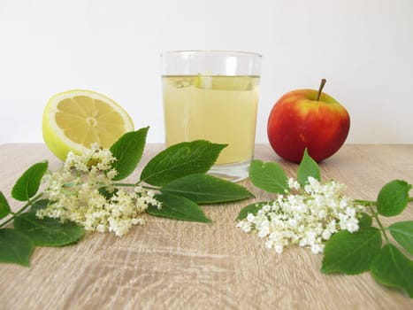 Freshly made lemonade with elderflower,apple juice and lemon