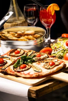 Pasta restaurant in Rome city Italy south Europe. Egg noodles, homemade food.Tasty and authentic Italian food.