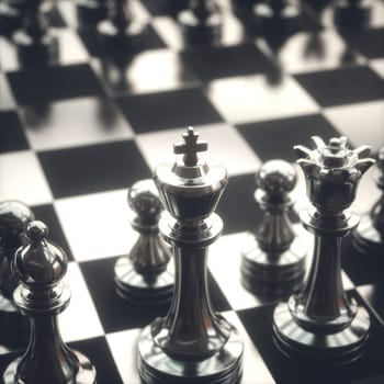 Pieces of chess game, image with shallow depth of field.