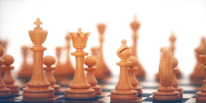 Pieces of chess game, image with shallow depth of field.