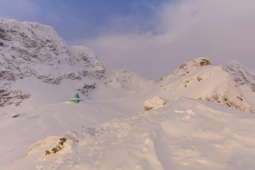 landscape mountain in winter. Fagaras Mountains, Romania