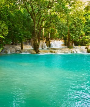 Tat Sae Waterfalls. Beautiful landscape. Luang Prabang. Laos.