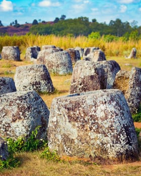 Archaeological landscape The Plain of jars. Laos