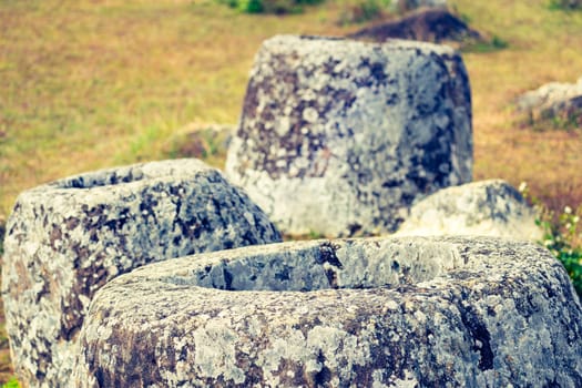 Archaeological landscape The Plain of jars. Laos