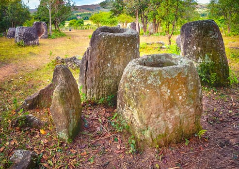 Archaeological landscape The Plain of jars. Laos
