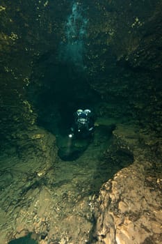divers underwater caves diving Ginnie Springs Florida USA