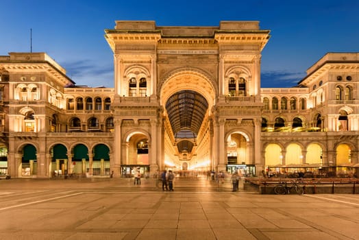 Galleria Vittorio Emanuele II in Milano by sunset, Italy.
