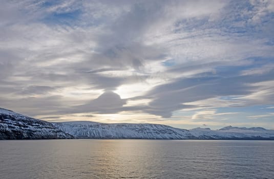 Sun and Clouds in the High Arctic on Baffin Island in Nunavut, Canada