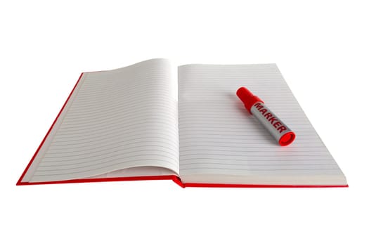 Red book cropped on white background