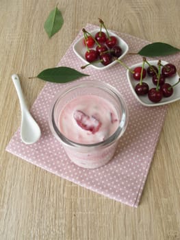 Homemade yogurt with sour cherries