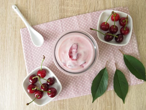 Homemade yogurt with sour cherries