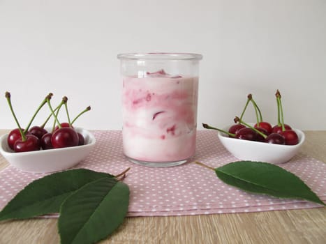 Homemade yogurt with sour cherries